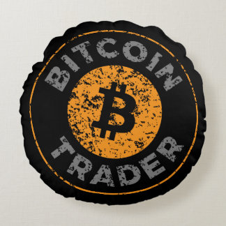 Cojín Redondo Bitcoin Trader Grunge Text Circle contorno Negro