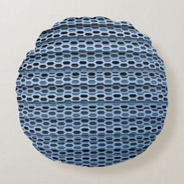Cojín Redondo Black and white checkered textile (Anverso)