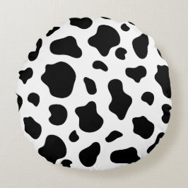 Cojín Redondo Black and White Cow Print Pillow Decorative 
