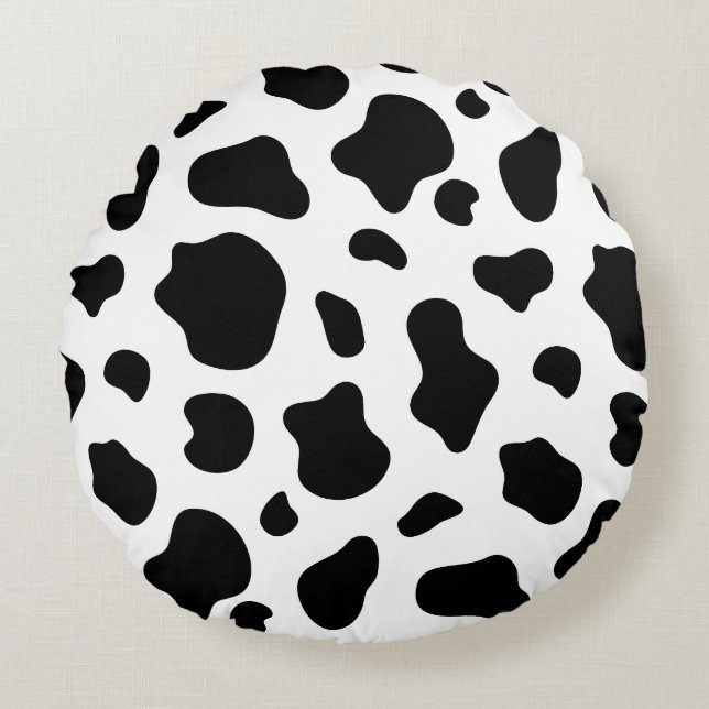 Cojín Redondo Black and White Cow Print Pillow Decorative  (Anverso)