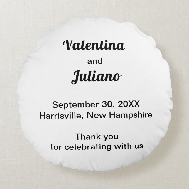 Cojín Redondo Black and White Round Wedding Throw Pillow (Anverso)