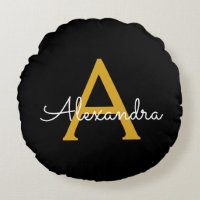 Black Gold Modern Script Girly Monograma Nombre