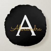 Black Gold Modern Script Girly Monograma Nombre