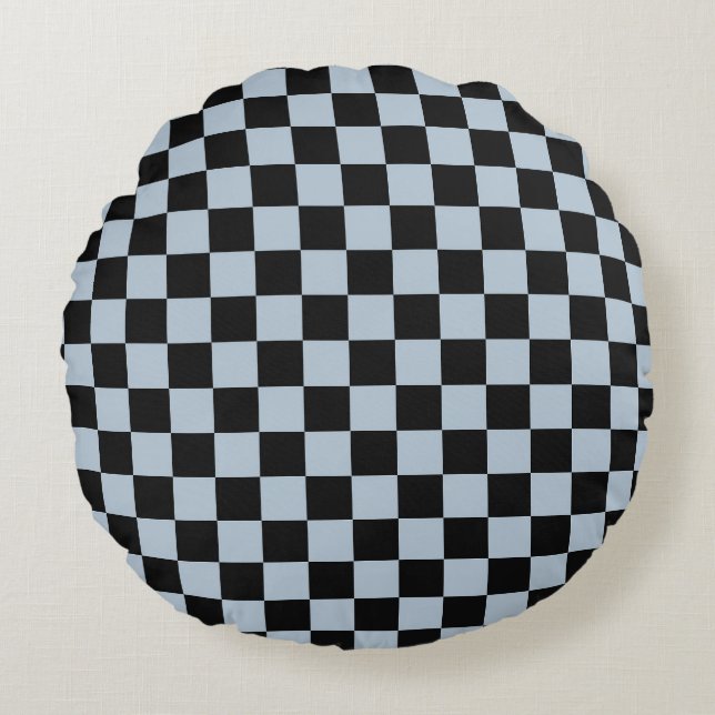 Cojín Redondo Black ice checkered pattern (Anverso)