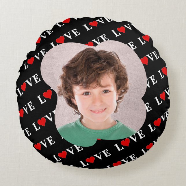 Cojín Redondo Black LOVE Trendy Black and White (Anverso)