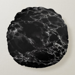 Cojín Redondo Black Marble Stone Round Pillow 