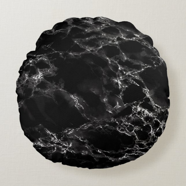 Cojín Redondo Black Marble Stone Round Pillow  (Anverso)