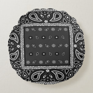Cojín Redondo Black Paisley Bandana Birthday Hip Hop Rap Scarf