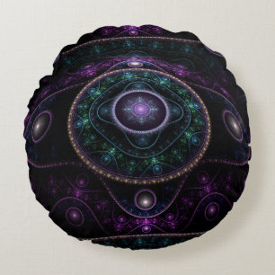 Cojín Redondo Black Purple Verde azulada Glow Magic Sphere