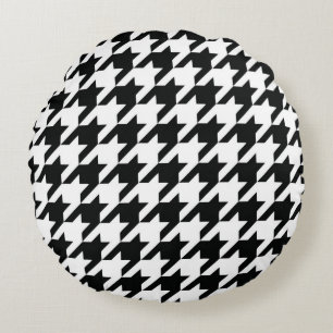Cojín Redondo Black White Classic Houndstap Check
