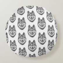 Black & White Ink & Watercolor Siberian Husky