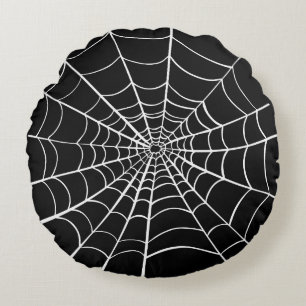 Cojín Redondo Black White Spider Web
