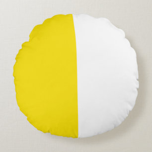 Cojín Redondo Blanco Amarillo de dos colores Tono mitad dividido