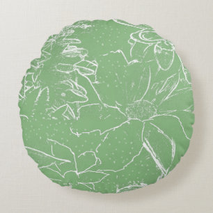 Cojín Redondo Blanco floral Transparencia del paquete - Verde cl