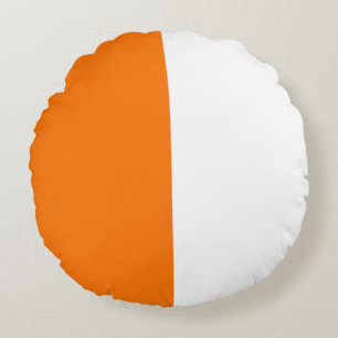 Cojín Redondo Blanco naranja de dos colores dividido a la mitad