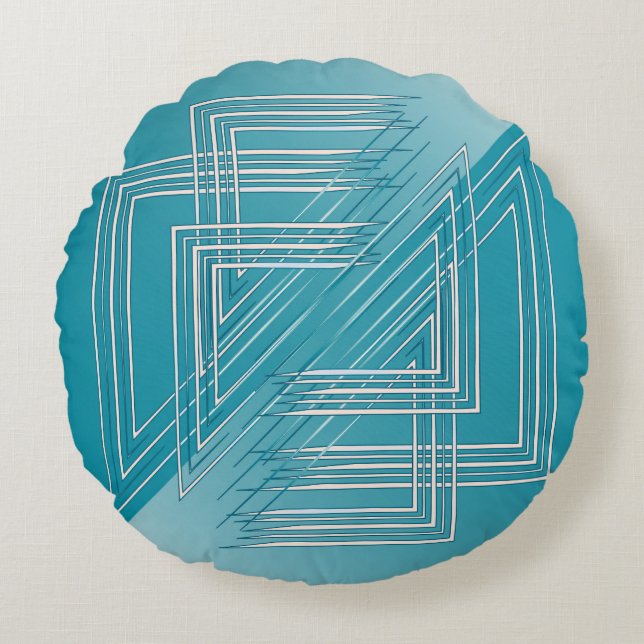Cojín Redondo Blanco opaco turquesa (Anverso)