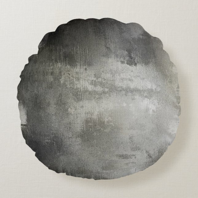 Cojín Redondo blanco y negro abstracto del grunge del arte (Anverso)