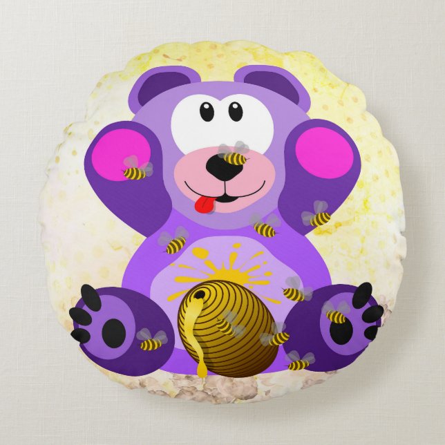 Cojín Redondo Blauer Honig Bär (Anverso)