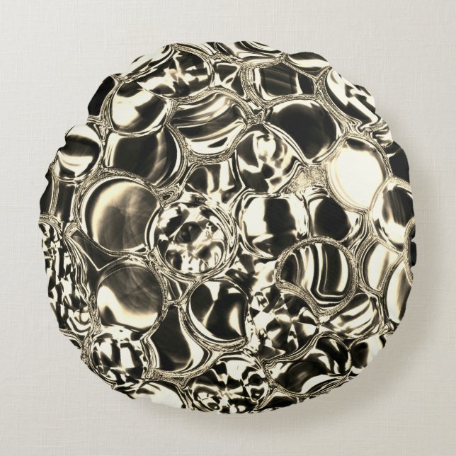 Cojín Redondo ¿Blebs de oro o burbujas de vidrio? (Anverso)