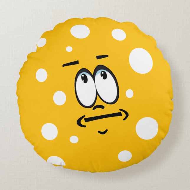 Cojín Redondo bleh emoji throw pillow (Anverso)