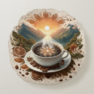 Cojín Redondo Bliss cafeinado: Un delicioso café