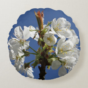 Cojín Redondo Bloom de Primavera Blanca
