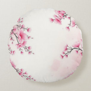 Cojín Redondo Bloom de primavera: Hermoso diseño floral para