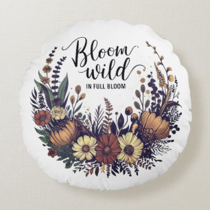 Cojín Redondo "Bloom Wild: Diseño de Bouquet de Flor Silvestre T