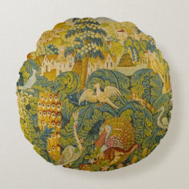 Cojín Redondo Bloque botánico de aves