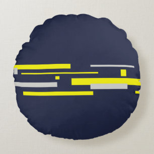 Cojín Redondo Bloques de gris amarillo abstran arte