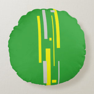 Cojín Redondo Bloques de gris amarillo abstran arte
