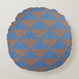 Cojín Redondo Blue and Brown Geometric Diamond Pattern | Modern 