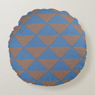 Cojín Redondo Blue and Brown Geometric Diamond Pattern | Modern 