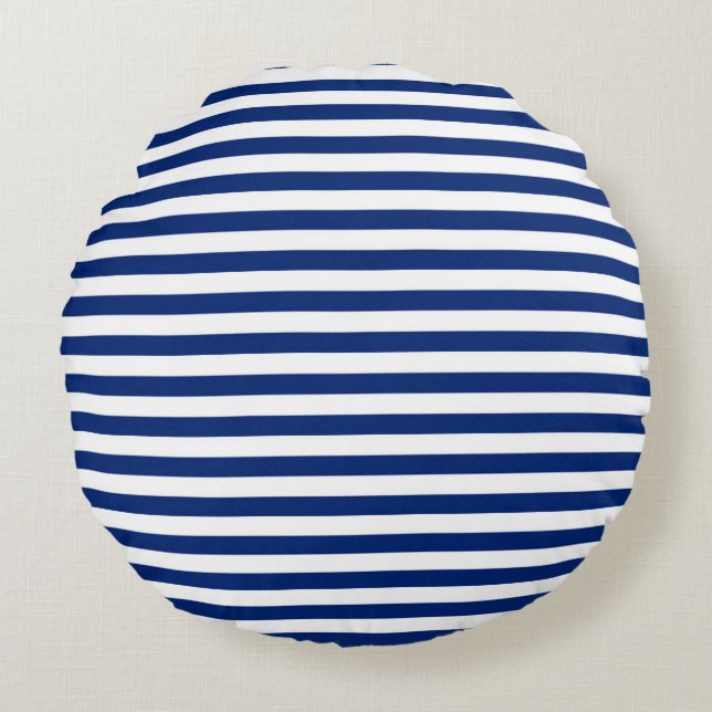 Cojín Redondo Blue and White Stripes (Anverso)