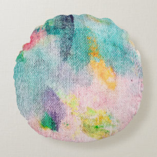 Cojín Redondo Blue Artistic. White Contemporary Presentation. Ti