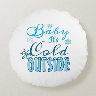 Cojín Redondo Blue Baby It's Cold Outside Winter Snowflak