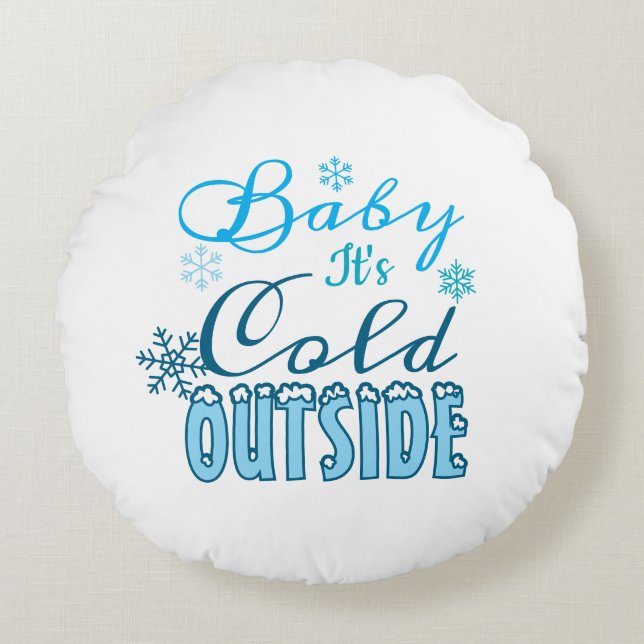 Cojín Redondo Blue Baby It's Cold Outside Winter Snowflake Kid's (Anverso)