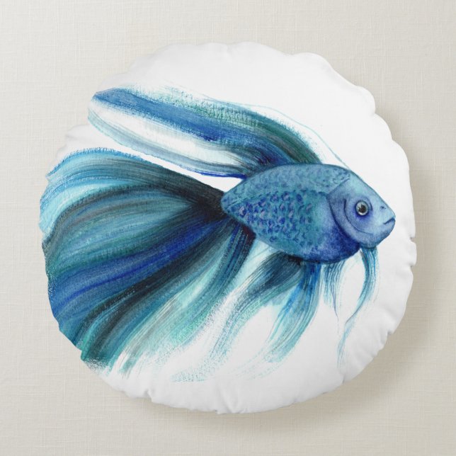 Cojín Redondo Blue Betta Fish (Anverso)