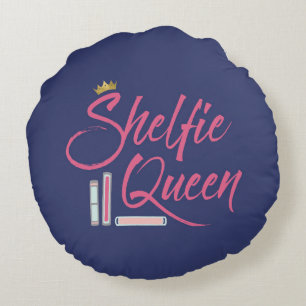 Cojín Redondo Blue Booklover Shelfie Queen Throw