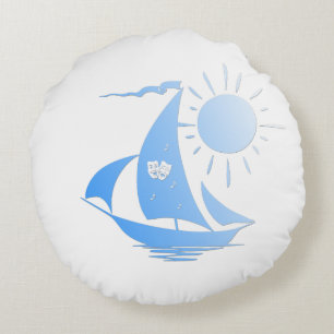 Cojín Redondo Blue Comedy and Tragedy Theatre Sailboat