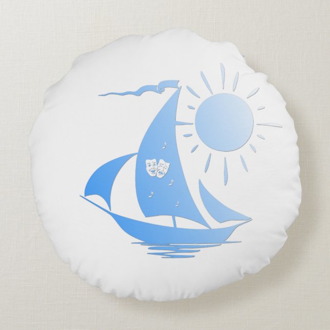 Cojín Redondo Blue Comedy and Tragedy Theatre Sailboat (Reverso)