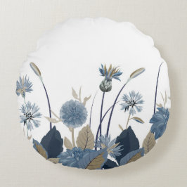 Cojín Redondo Blue Dahlias Cornflower
