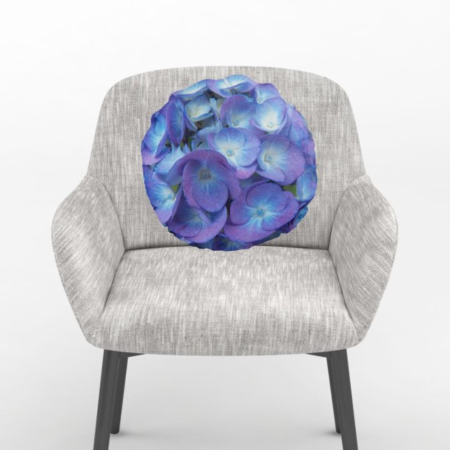 Cojín Redondo Blue Hydrangea Petals Floral (In Situ Chair)