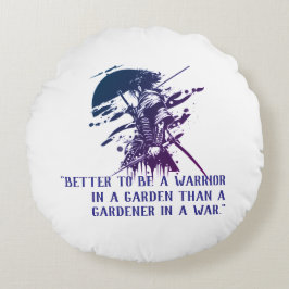 Cojín Redondo Blue Ink Samurai Warrior Custom Quote Round Pillow