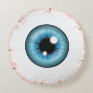 Cojín Redondo Blue Iris Eyeball Scary Blooshot Halloween Eye