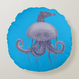 COJÍN REDONDO BLUE SEAHORSE JELLYFISH 