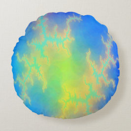 Cojín Redondo Blue Sky y Golden Yellow Lightning Bolts