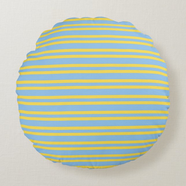 Cojín Redondo Blue Yellow Stripes Seamless Pattern (Anverso)