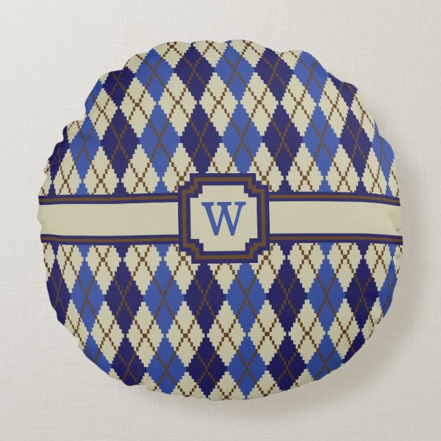 Cojín Redondo Blueberry Scone Argyle Round Pillow (Anverso)