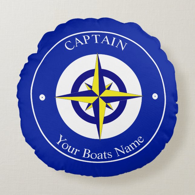 Cojín Redondo Boat captains nautical (Anverso)